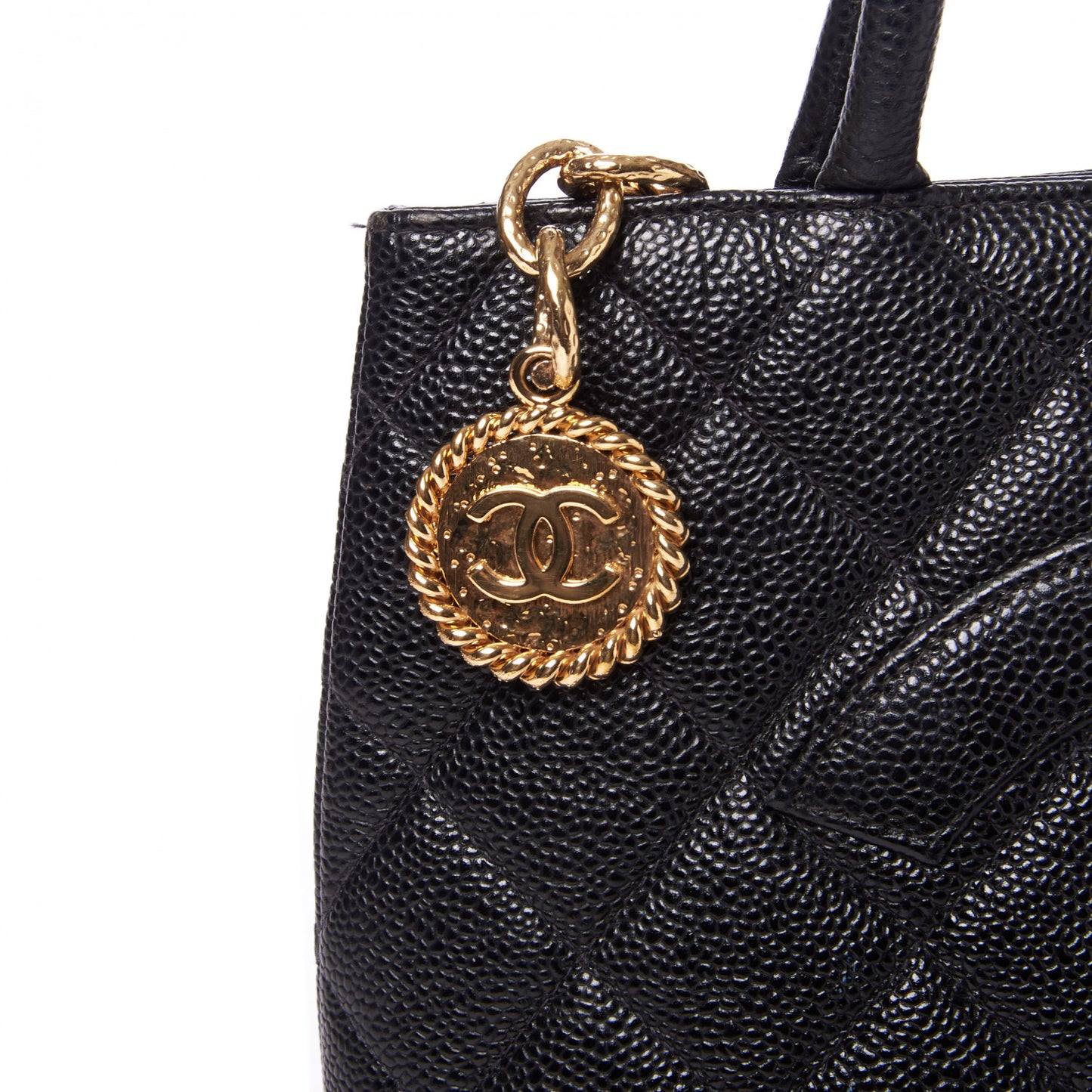 Caviar Quilted Medallion Tote Black