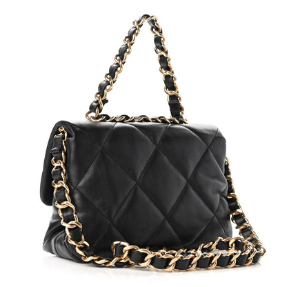 Chanel Lambskin Quilted Chain Top Handle Flap Black 3 of 9