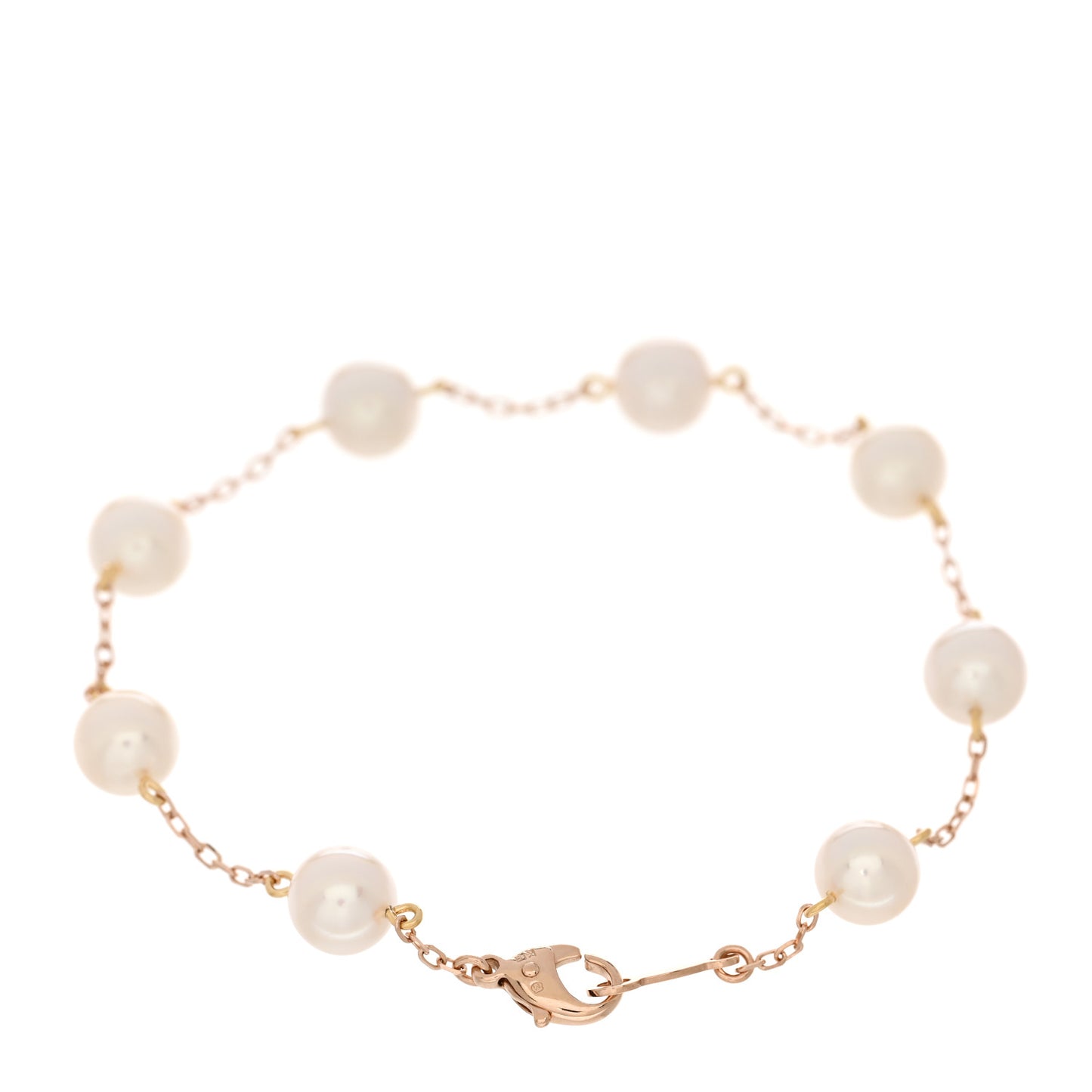 18K Rose Yellow Gold Akoya Pearl 6-6.5mm Station Bracelet