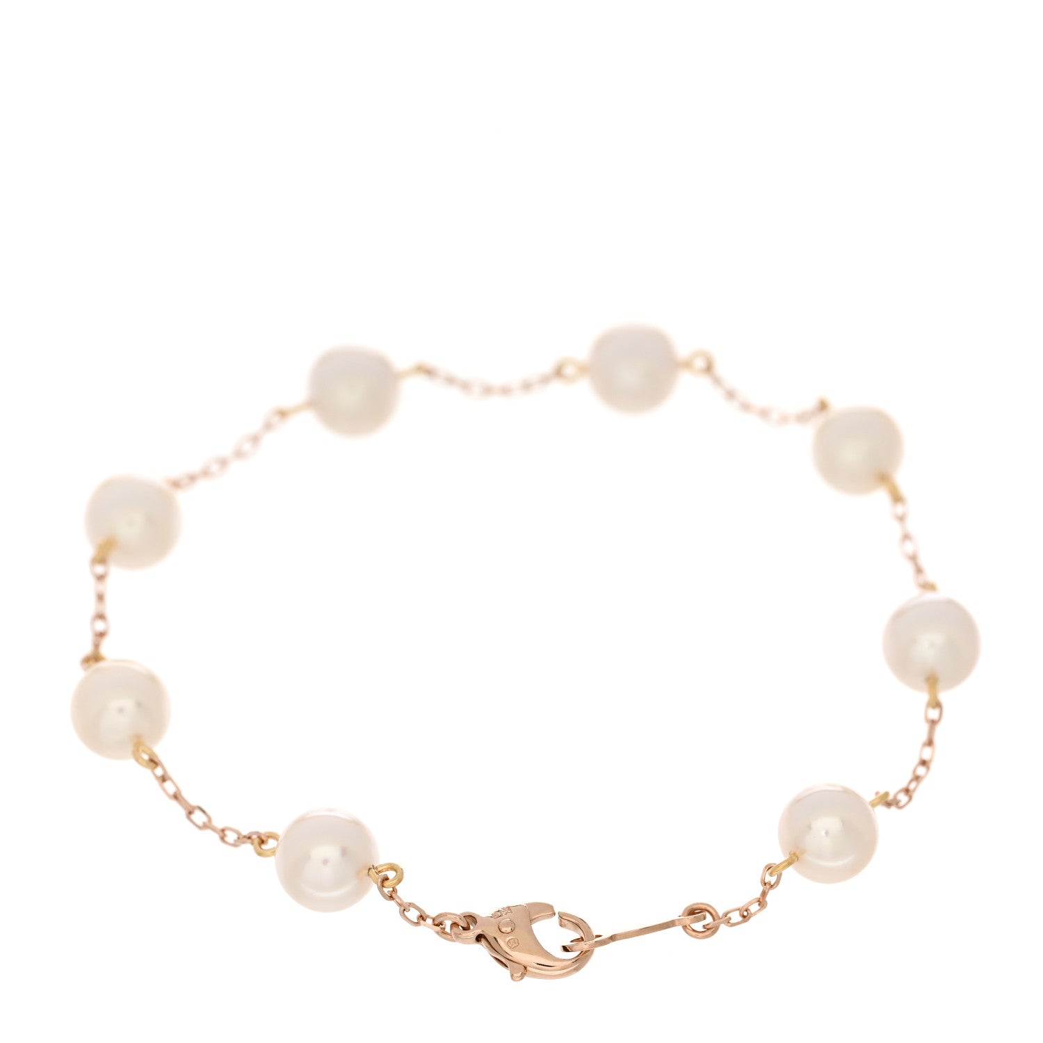 Mikimoto 18K Rose Yellow Gold Akoya Pearl 6-6.5mm Station Bracelet 2 of 4