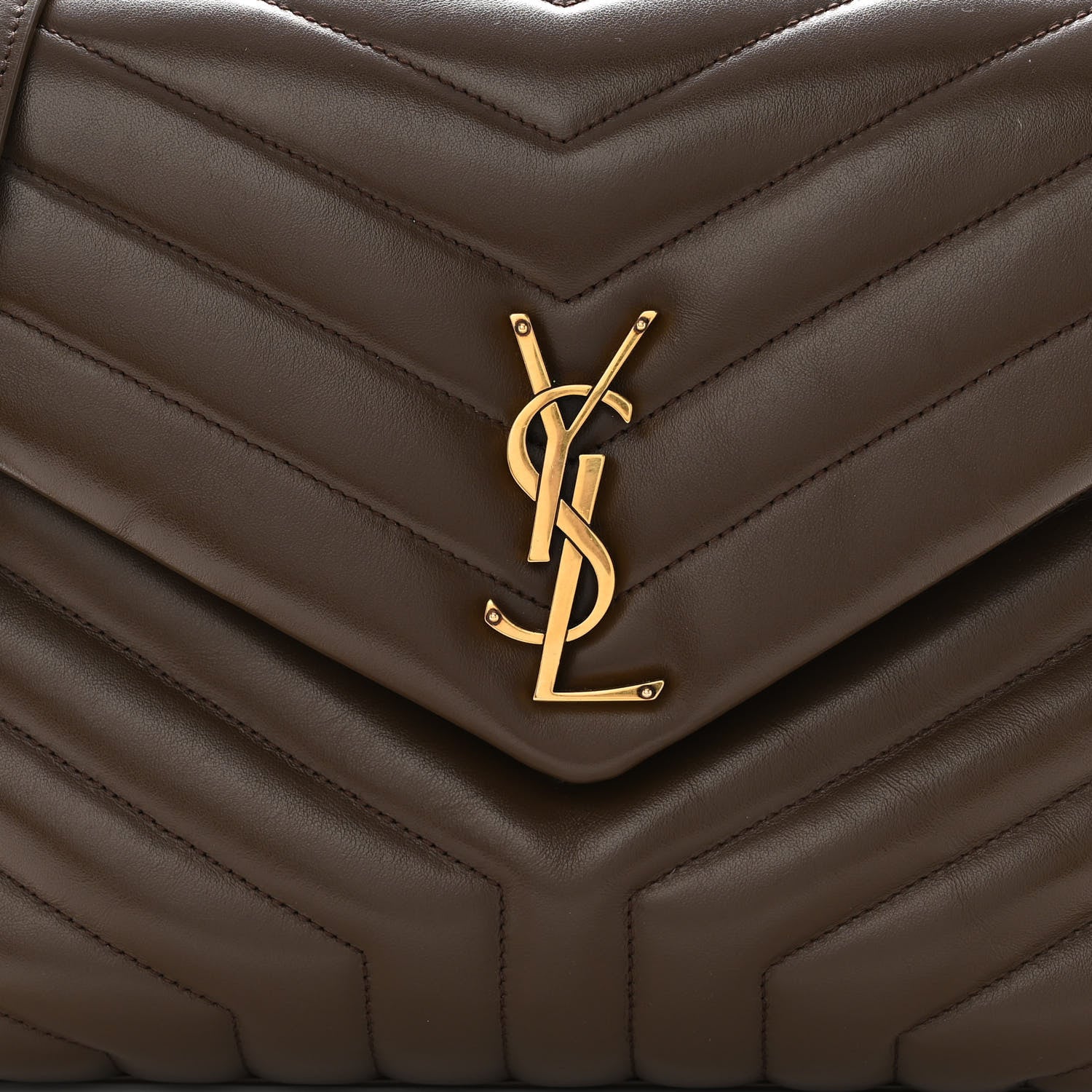 Saint Laurent Calfskin Y Quilted Monogram Medium Loulou Chain Satchel Soil Brown 7 of 10