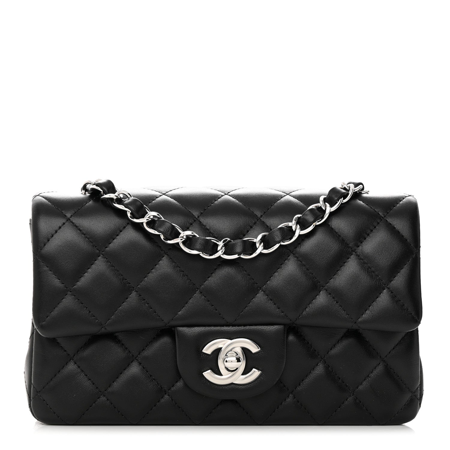 Chanel Lambskin Quilted Mini Rectangular Flap Black 1 of 12