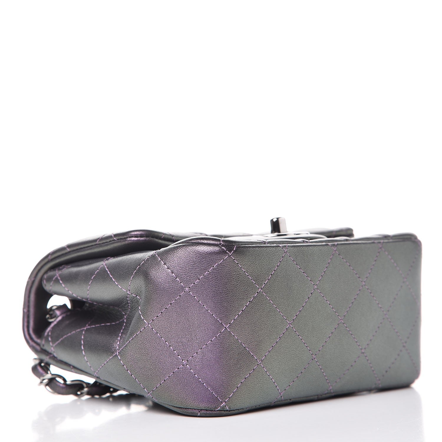 Chanel Iridescent Lambskin Quilted Mini Square Flap Dark Purple 4 of 8