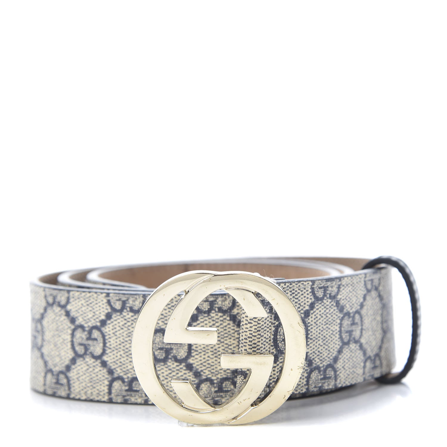 Gucci GG Supreme Monogram Interlocking G 37mm Belt 85 34 Beige Blue 1 of 8