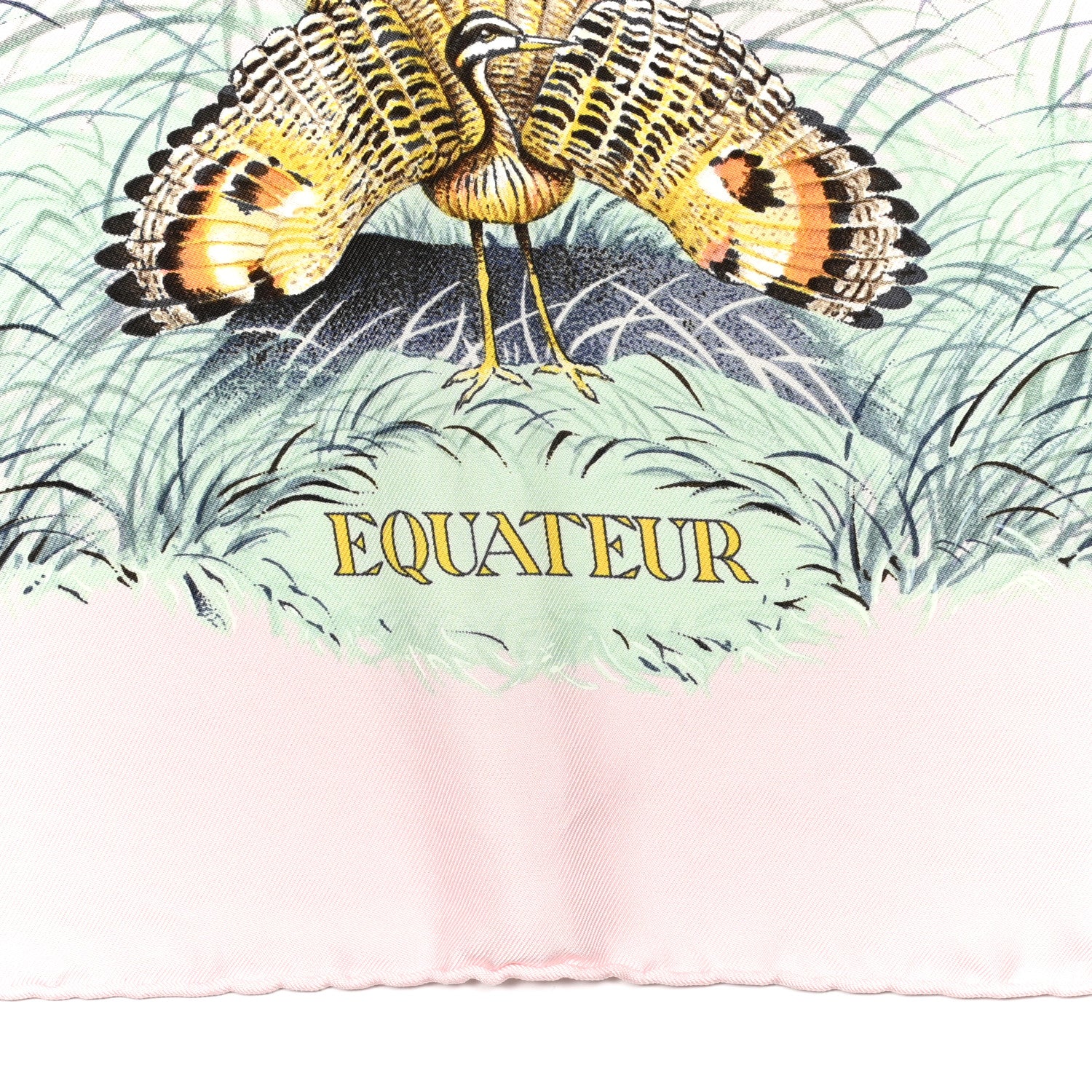 Hermes Silk Equateur Scarf 90 Rose Pale Aqua Taupe 3 of 6