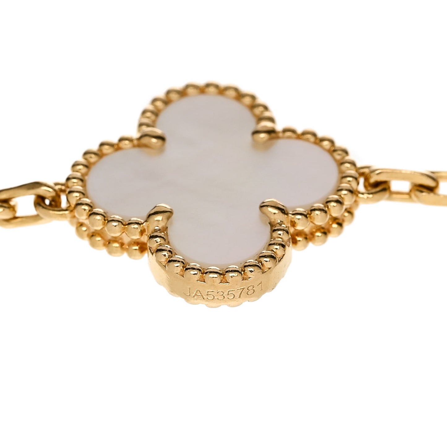 18K Yellow Gold Mother of Pearl 5 Motifs Vintage Alhambra Bracelet