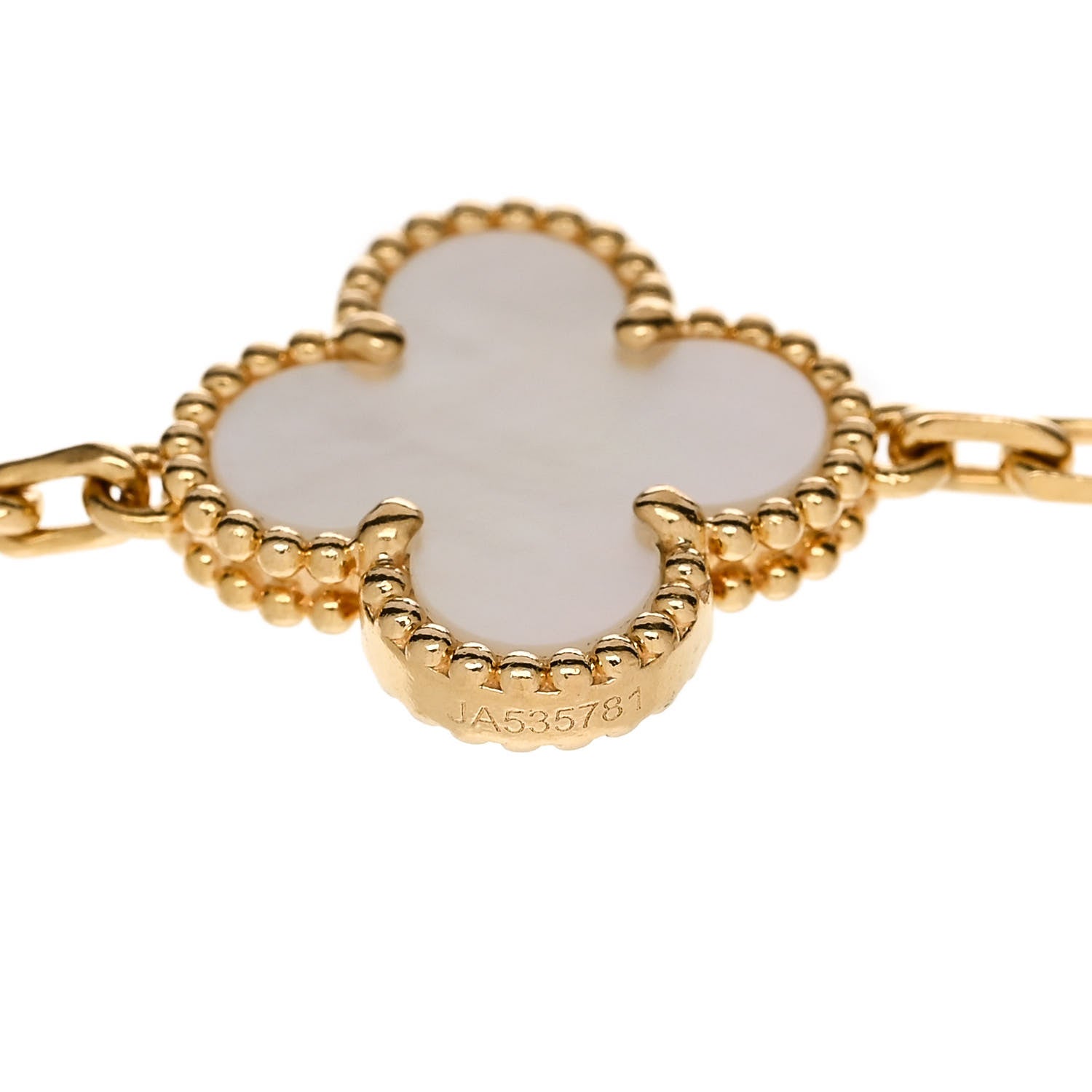 Van Cleef & Arpels 18K Yellow Gold Mother of Pearl 5 Motifs Vintage Alhambra Bracelet 3 of 5