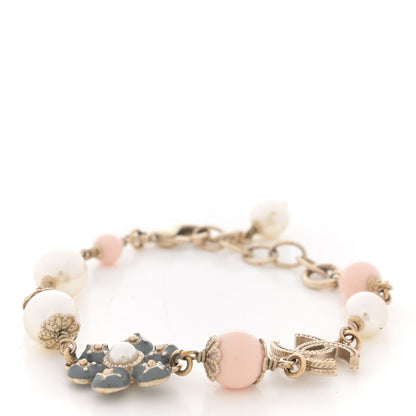 Chanel Enamel Pearl Beaded Camellia CC Bracelet Gold 1 of 6