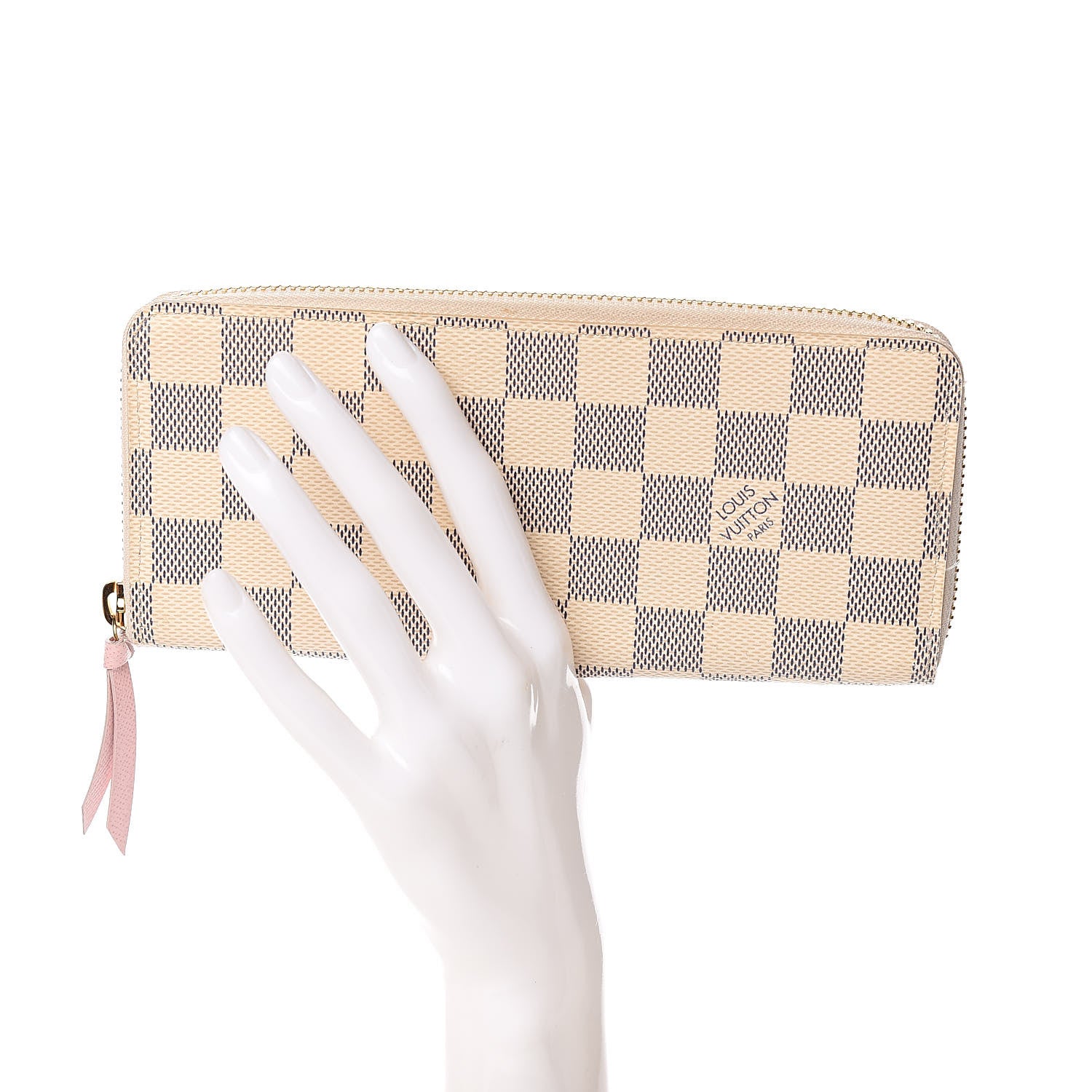 Louis Vuitton Damier Azur Clemence Wallet Rose Ballerine 2 of 8