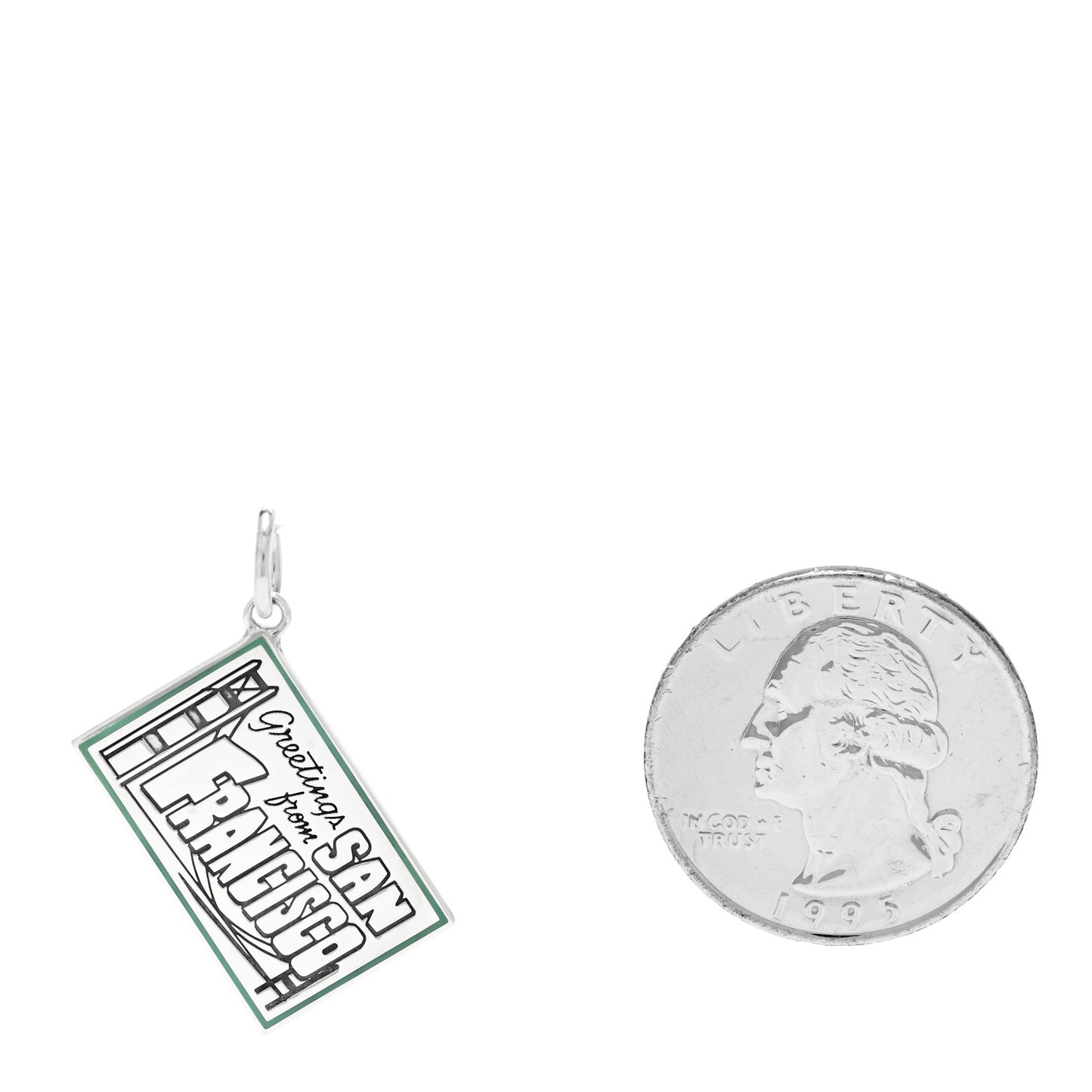 Sterling Silver Enamel San Francisco Postcard Charm Blue