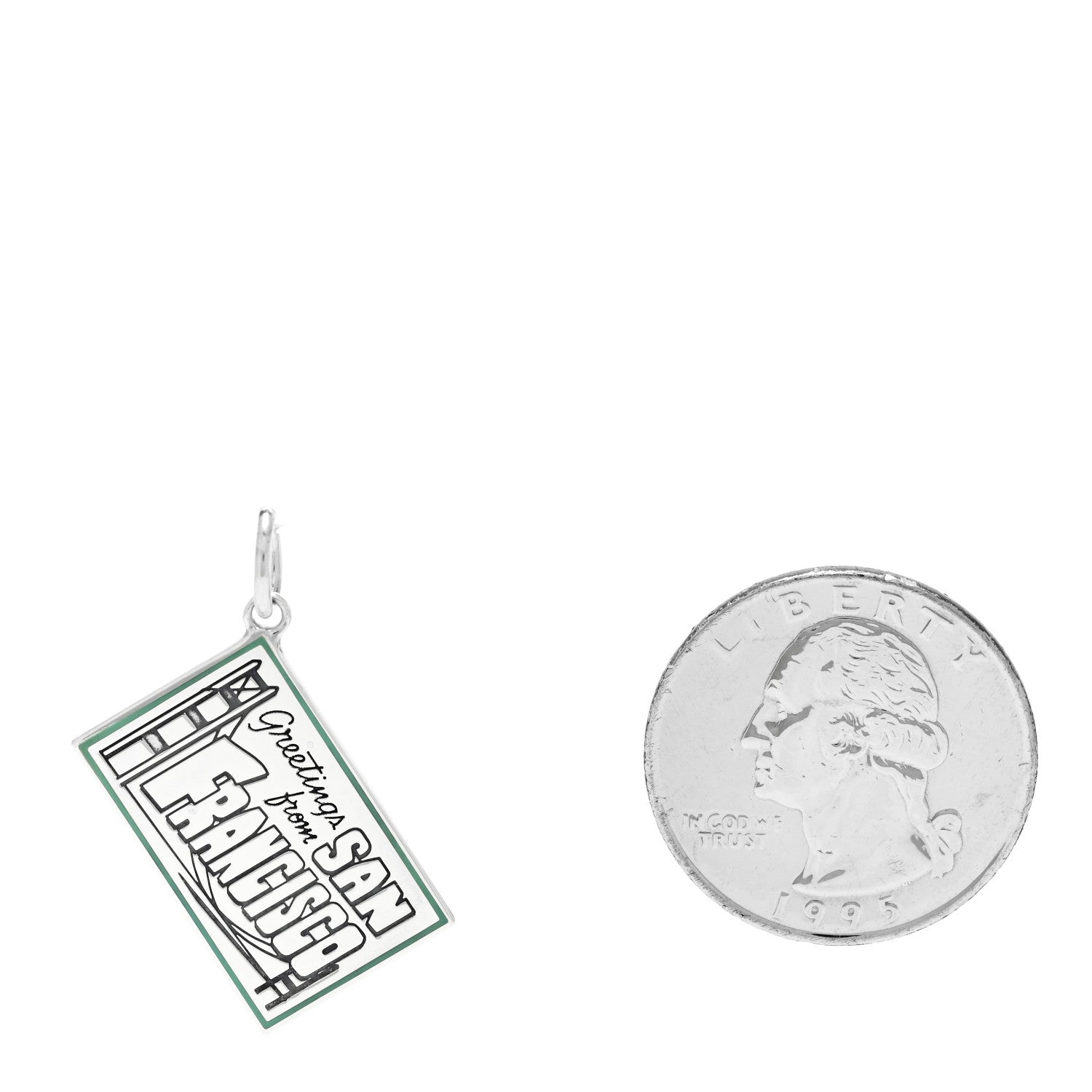 Tiffany Sterling Silver Enamel San Francisco Postcard Charm Blue 2 of 5