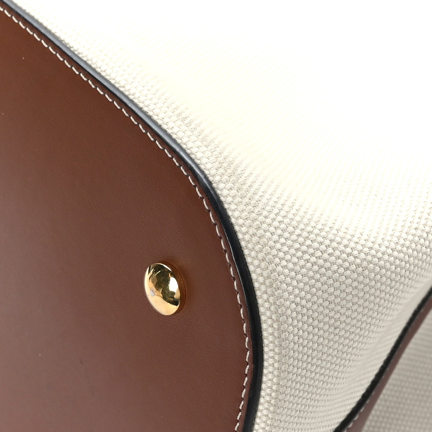 Canvas Cotton Small Peggy Bucket Bag Natural Gold
