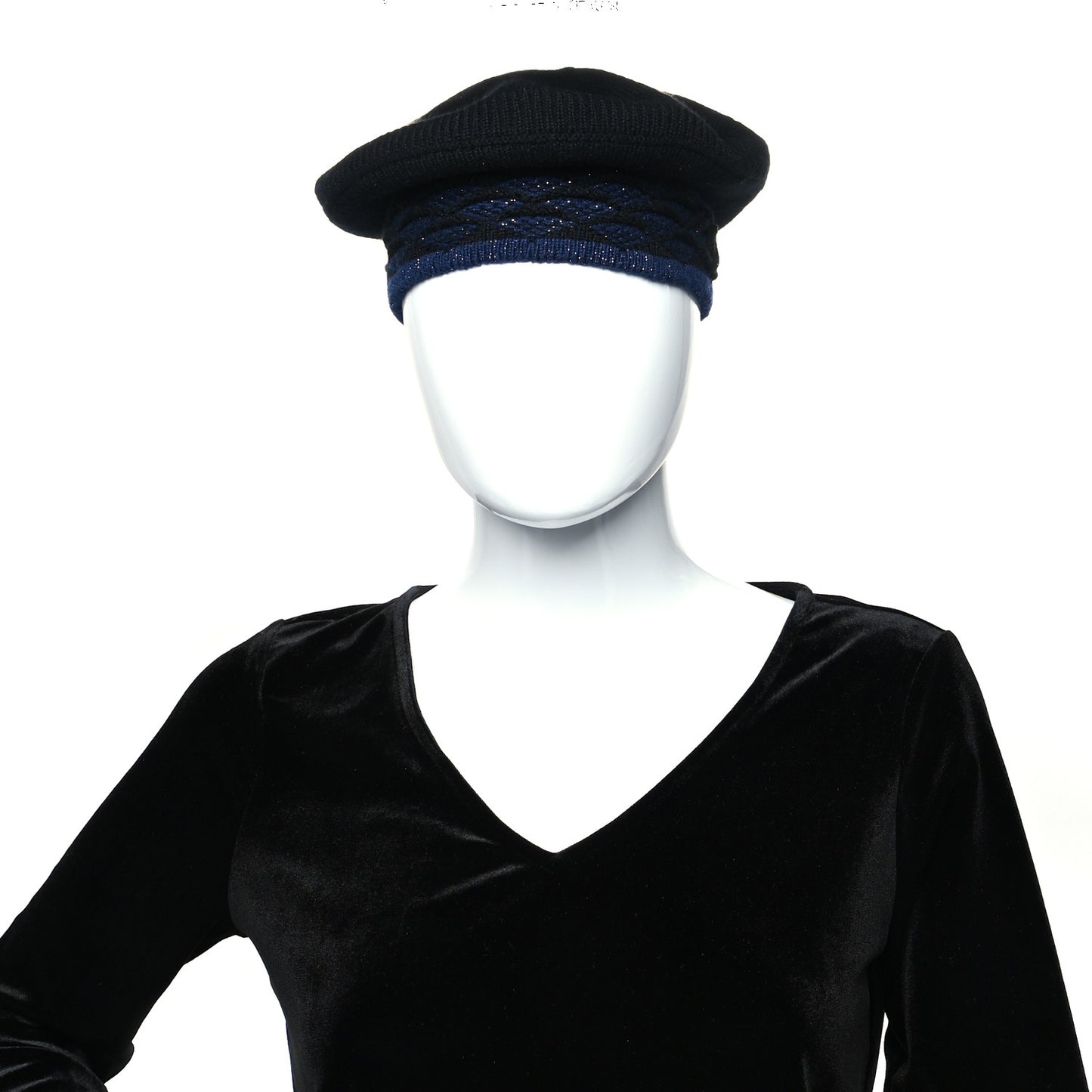 Cashmere Blend CC Beret Black Navy