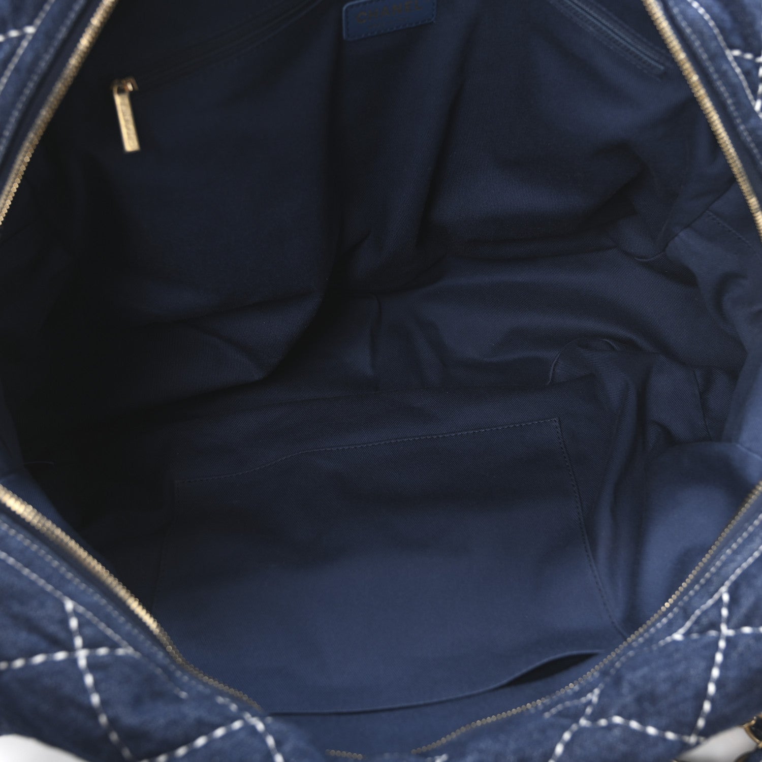 Chanel Denim Quilted Large Express Bowling Bag Blue 1715899