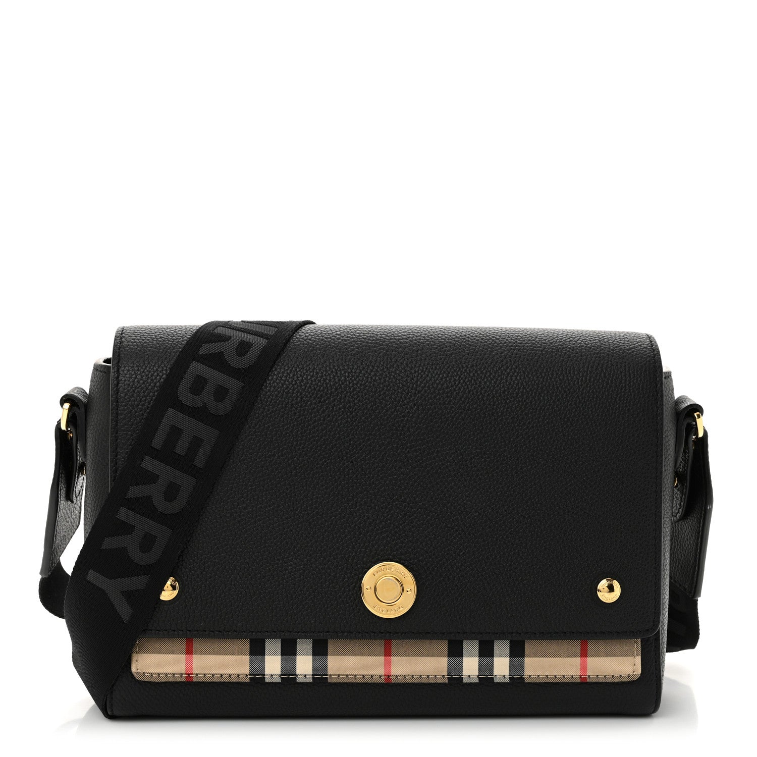 Burberry Grainy Calfskin Vintage Check Note Crossbody Bag Black 1 of 10