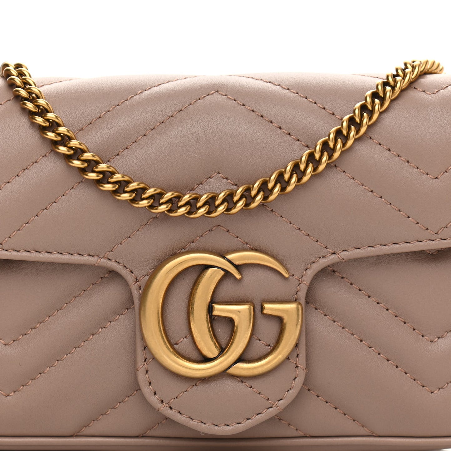 Calfskin Matelasse Super Mini GG Marmont Shoulder Bag Porcelain Rose