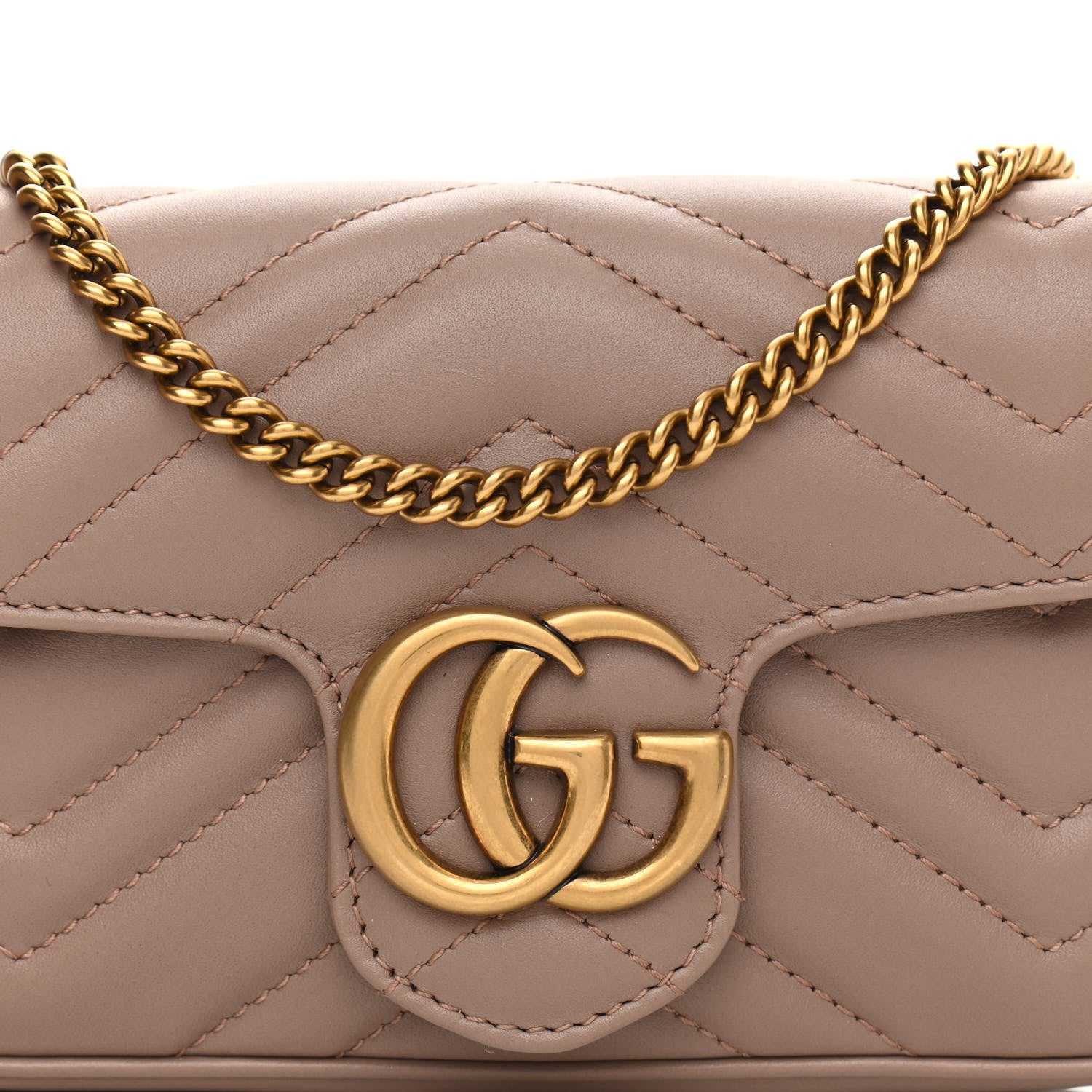 Gucci Calfskin Matelasse Super Mini GG Marmont Shoulder Bag Porcelain Rose 8 of 11