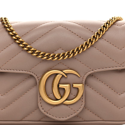 Gucci Calfskin Matelasse Super Mini GG Marmont Shoulder Bag Porcelain Rose 8 of 11