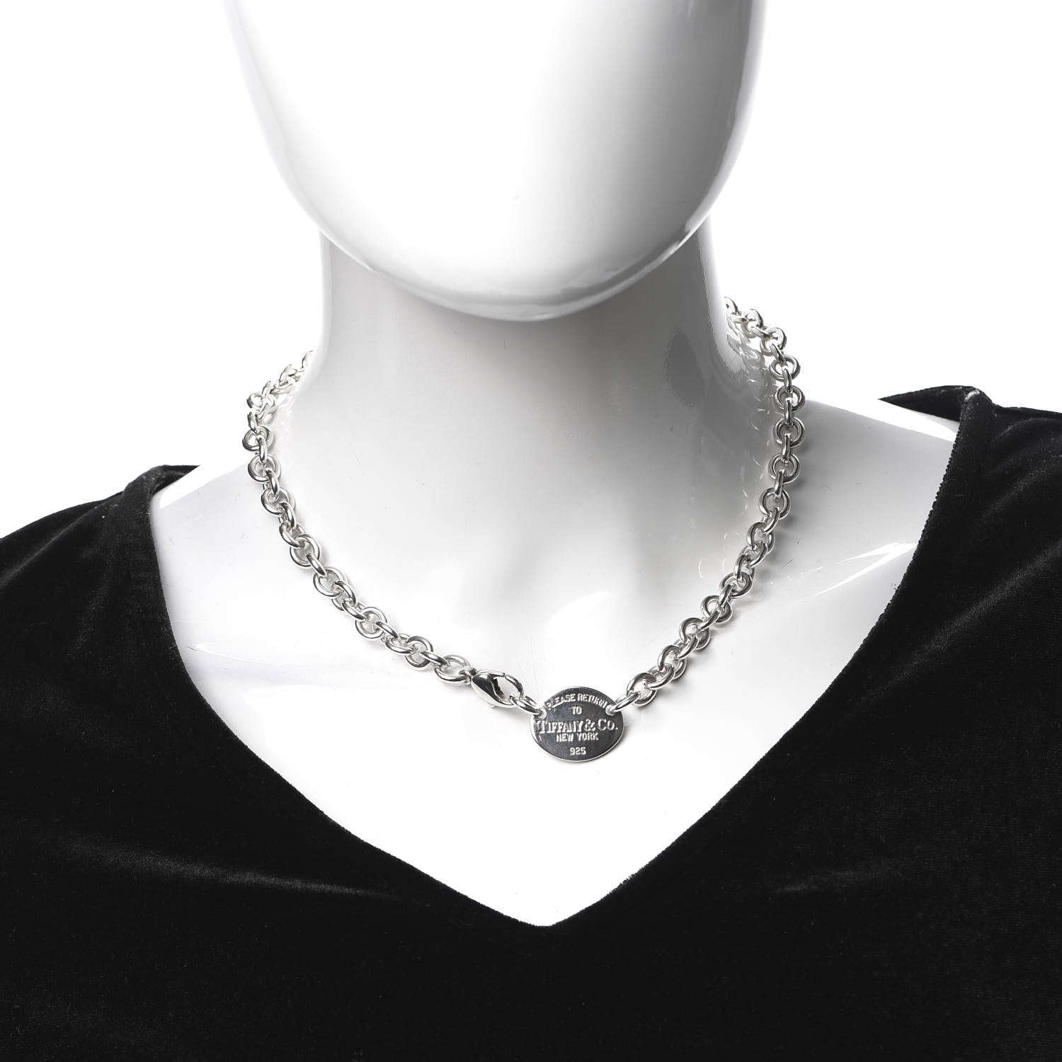Tiffany Sterling Silver Return to Oval Tag Choker Necklace 2 of 5