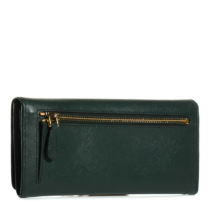 Prada Saffiano Metal Continental Flap Wallet Smeraldo 3 of 9