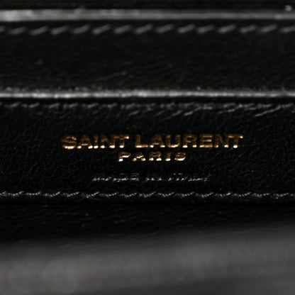 Saint Laurent Grain De Poudre Textured Mixed Matelasse Triquilt Medium Monogram Satchel Black 5 of 9