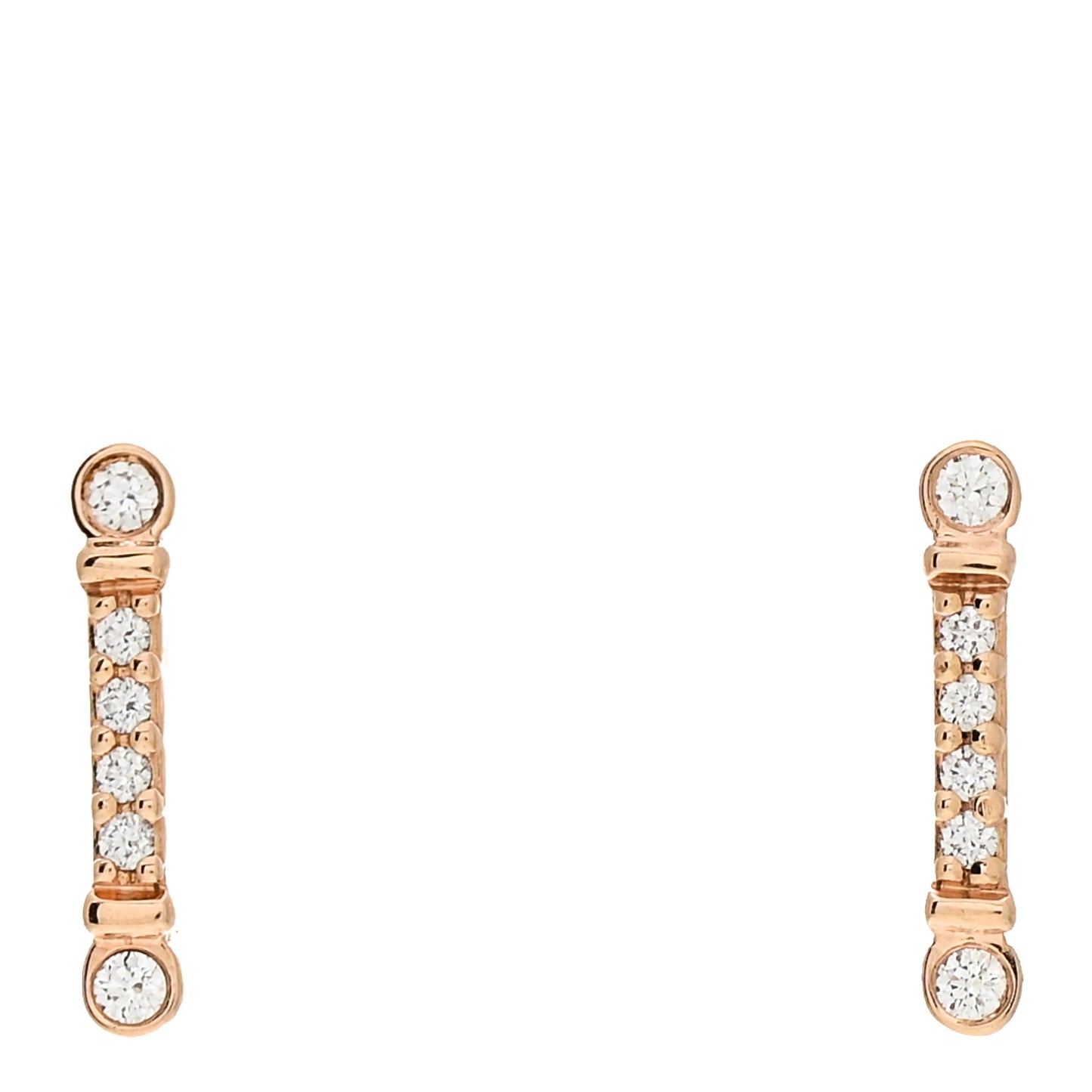 18K Rose Gold Diamond Fleur de Lis Key Bar Earrings