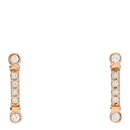 Tiffany 18K Rose Gold Diamond Fleur de Lis Key Bar Earrings 1 of 5