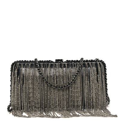 Chanel Lambskin Chain Fringe Clutch With Chain  Black 1 of 11