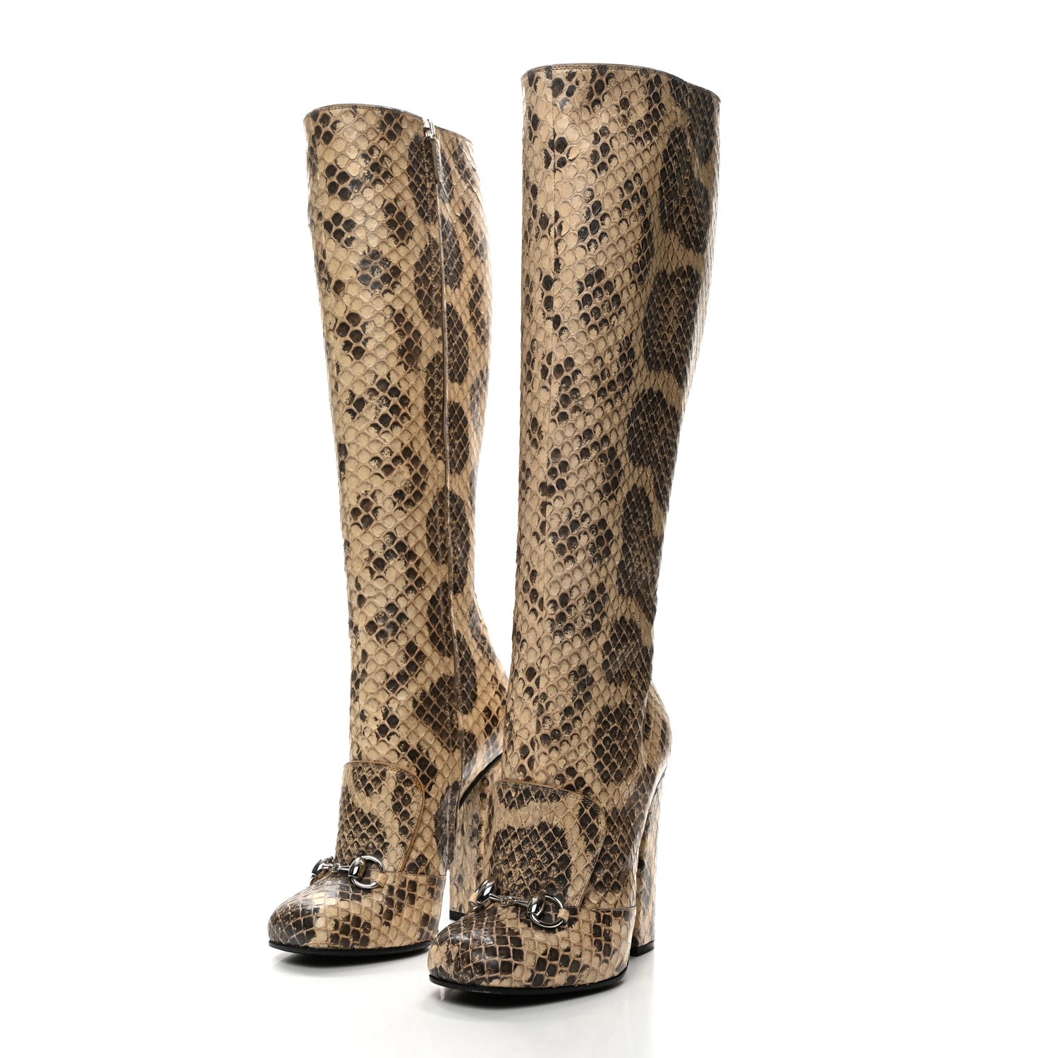 Gucci Snakeskin Lilian Horsebit Knee High Boots 36 Taffy 3 of 8