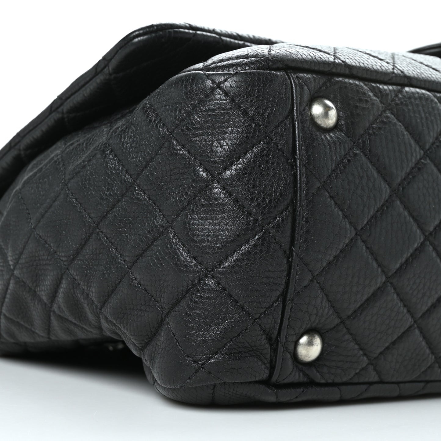 Calfskin Quilted XXL Travel Flap Bag Black
