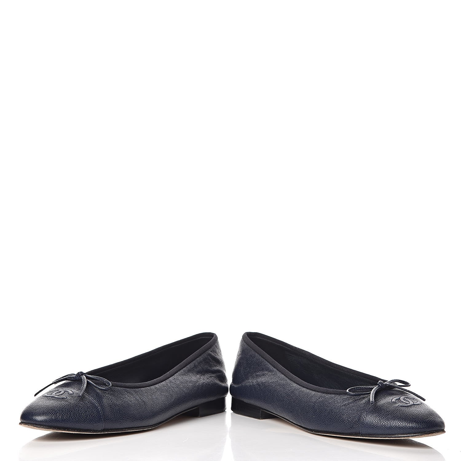 Chanel Caviar CC Cap Toe Ballerina Flats 41 Navy 6 of 17