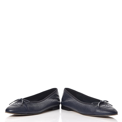 Chanel Caviar CC Cap Toe Ballerina Flats 41 Navy 6 of 17