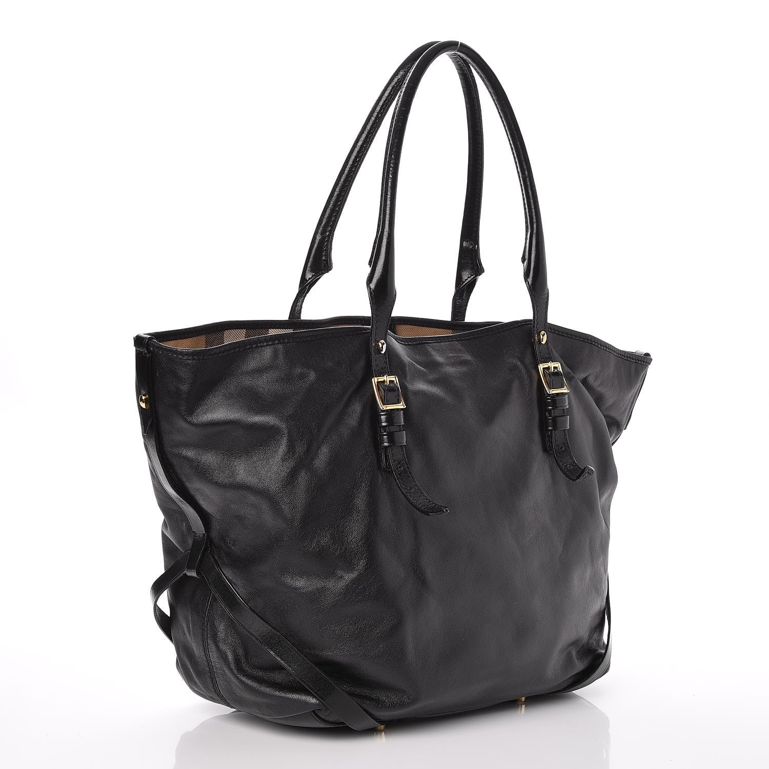 Burberry Lambskin Medium East West Tote Black 3 of 8