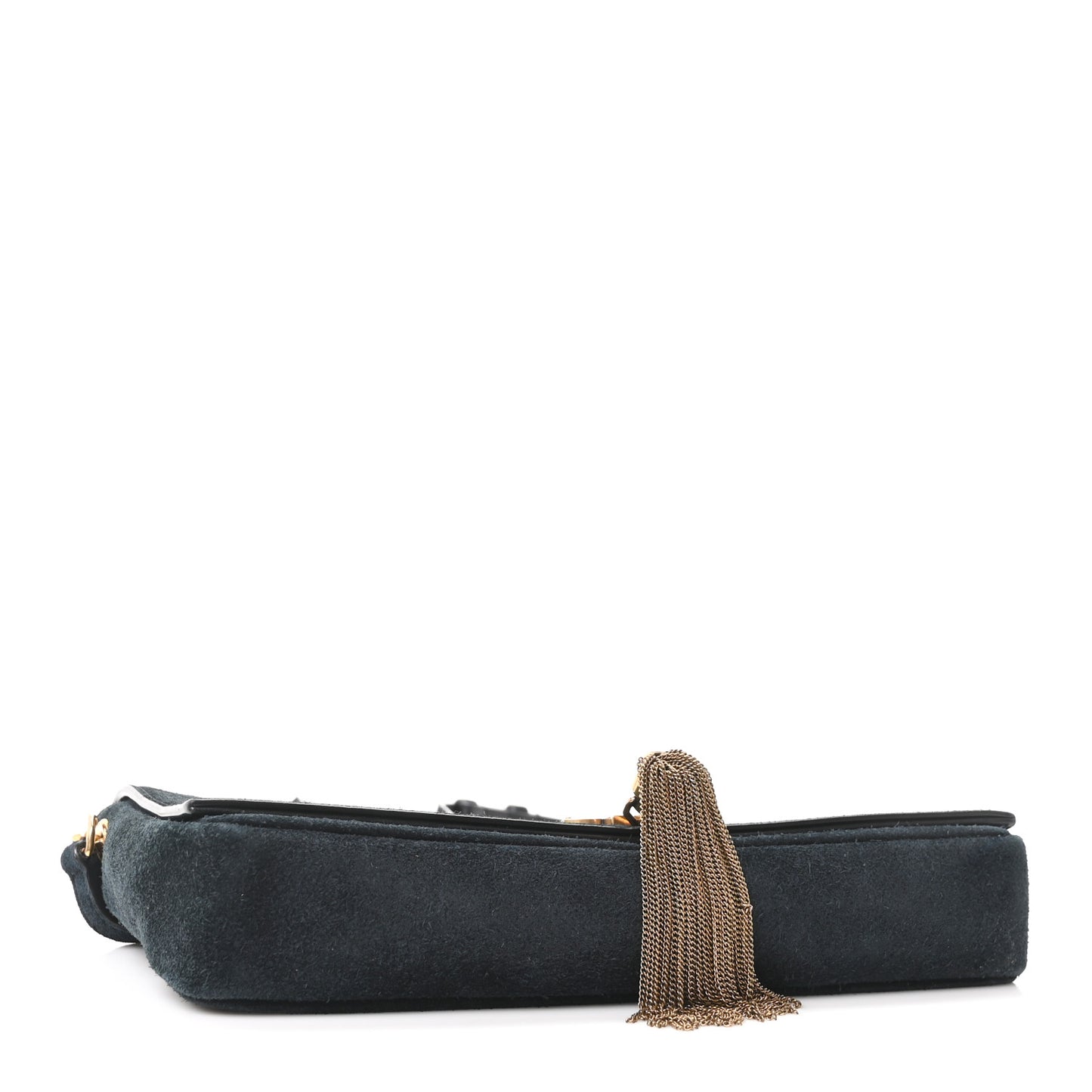 Suede Monogram Tassel Kate 99 Baguette Bag Black