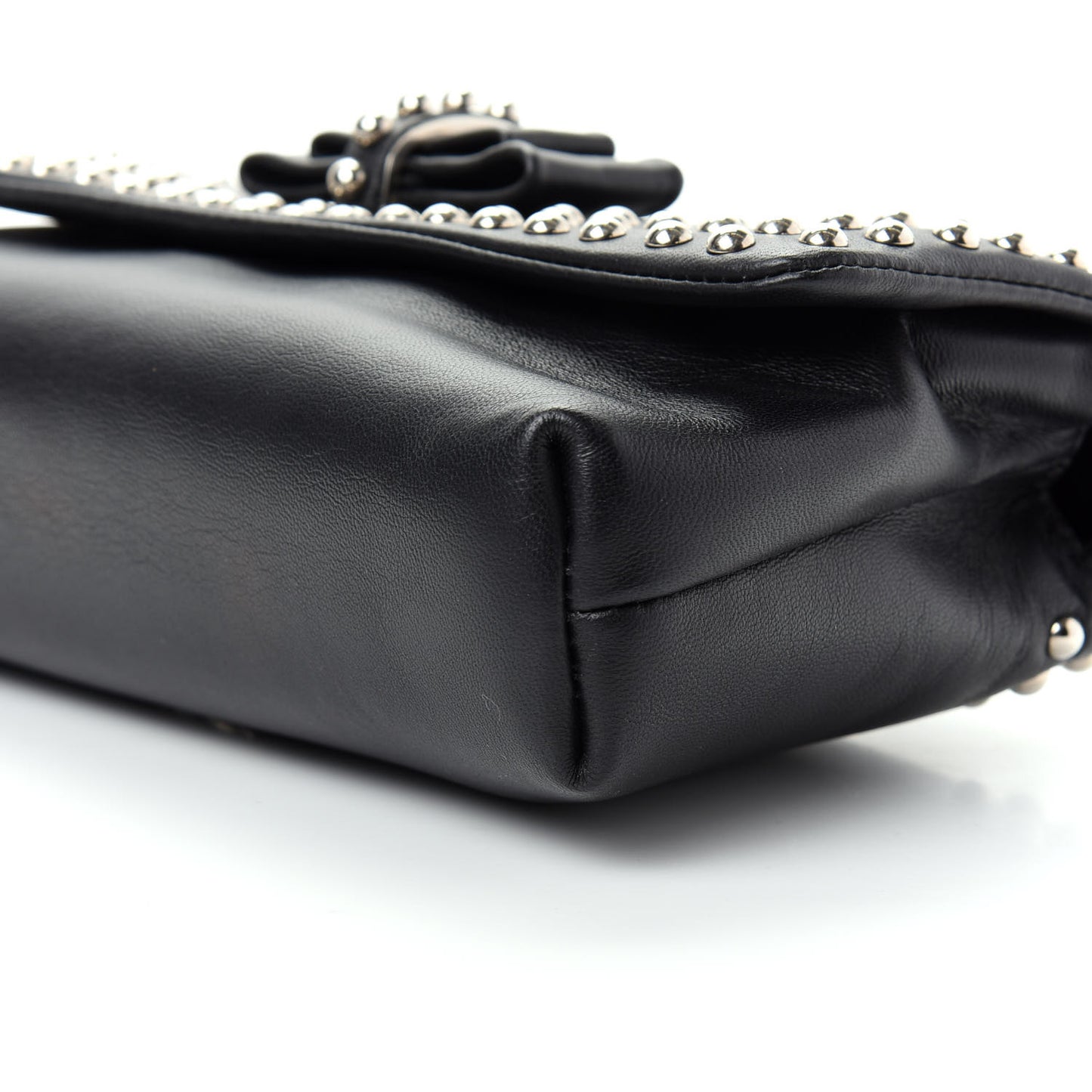 Calfskin Studded Sweet Charity Optic Clutch Black