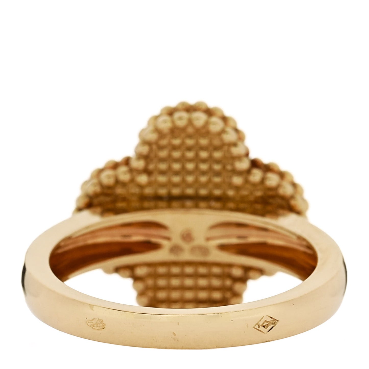 18K Yellow Gold Mother of Pearl Vintage Alhambra Ring 51 5.75