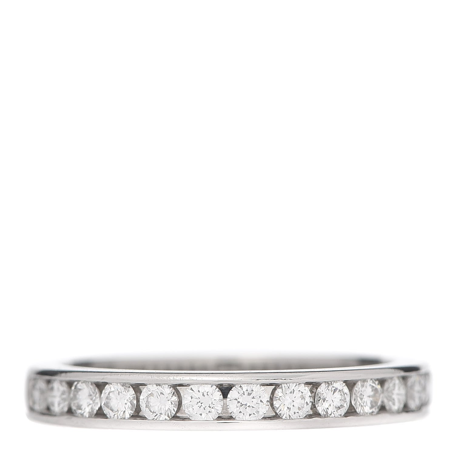 Tiffany Platinum Diamond 3mm Half Circle Wedding Band Ring 56 7.5 1 of 4