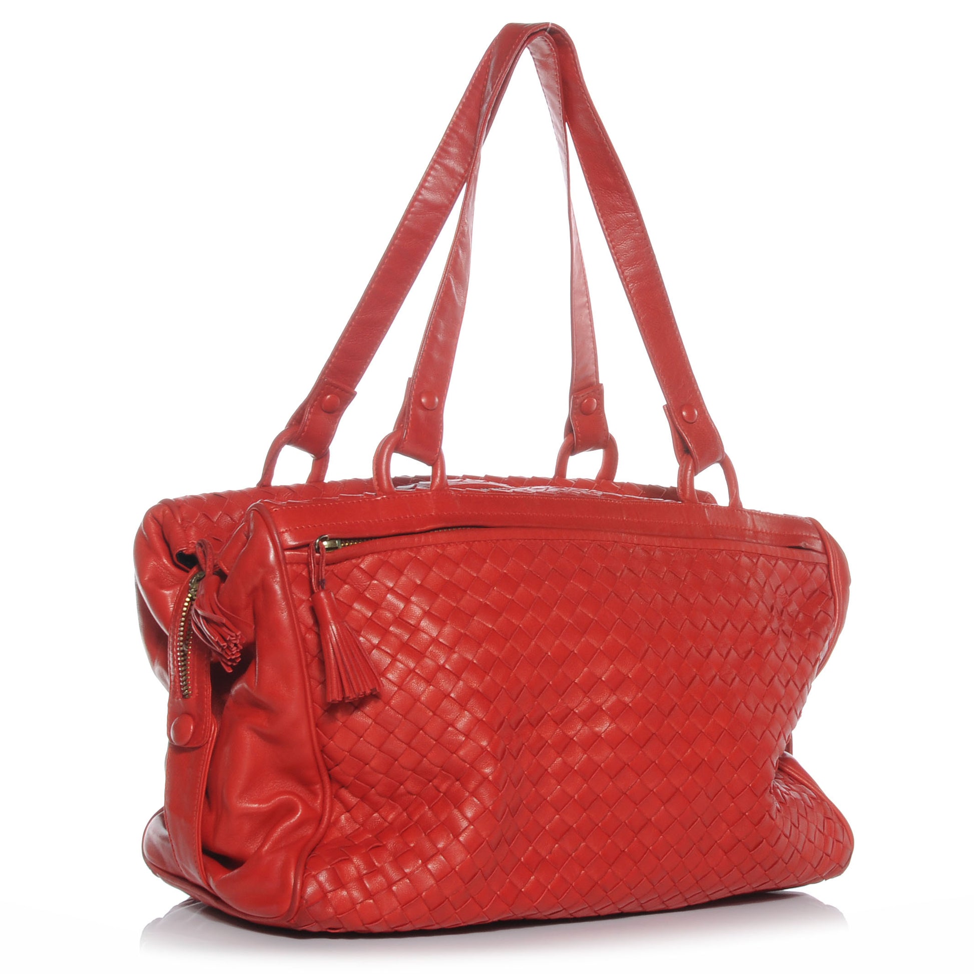 Bottega Veneta Vintage Nappa Intrecciato Bag Red 3 of 6