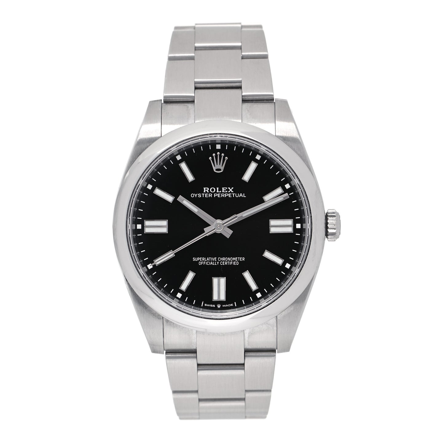 Stainless Steel 41mm Oyster Perpetual Watch Bright Black 124300