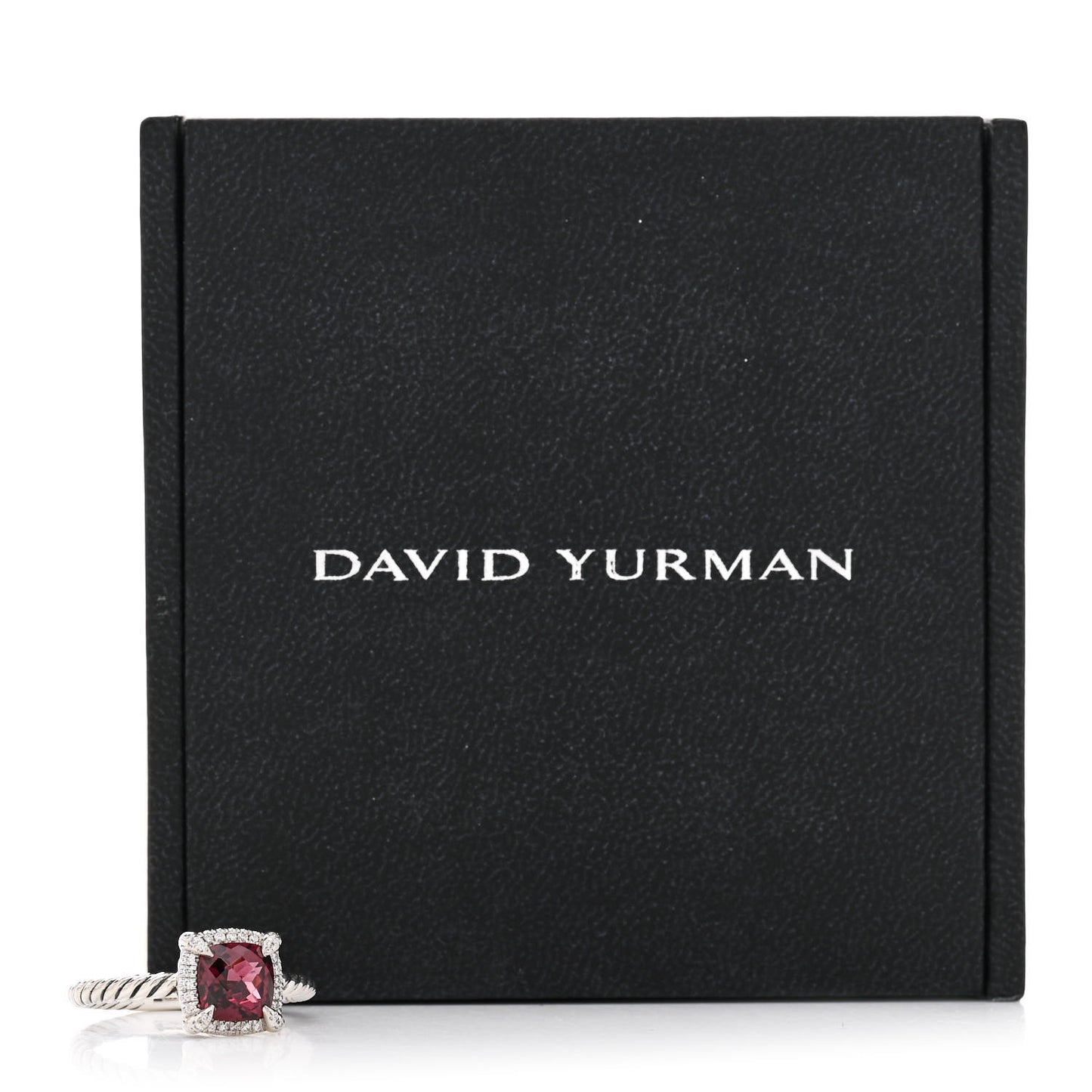 Sterling Silver Diamond Garnet 7mm Petite Chatelaine Pave Bezel Ring 57 8