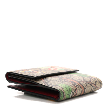 Gucci GG Supreme Monogram Tian French Flap Wallet Beige Multicolor Red 4 of 10
