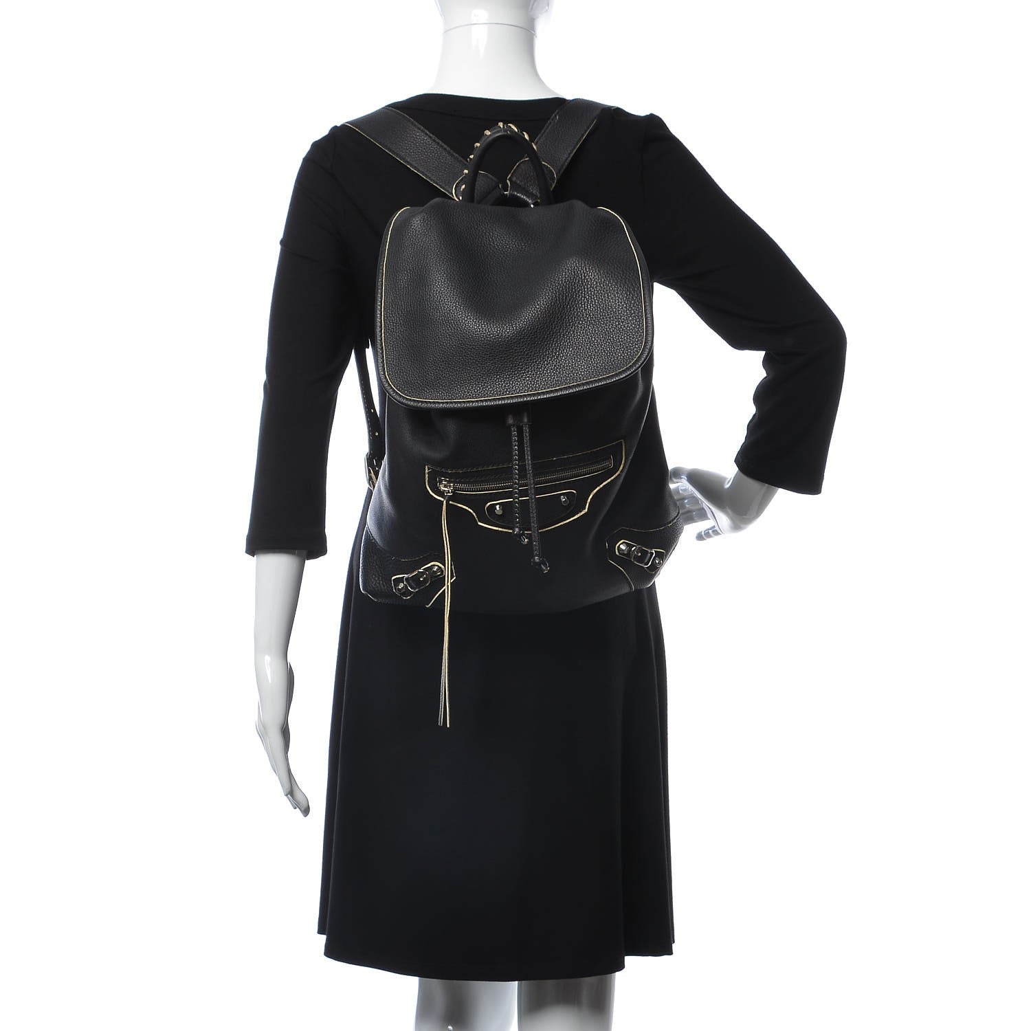 Balenciaga Veau Classic Silver Hardware Traveler Backpack Black 2 of 7