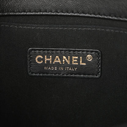 Chanel Lambskin Quilted Crest Embellished Medium Boy Flap Black White Blue 6 of 12