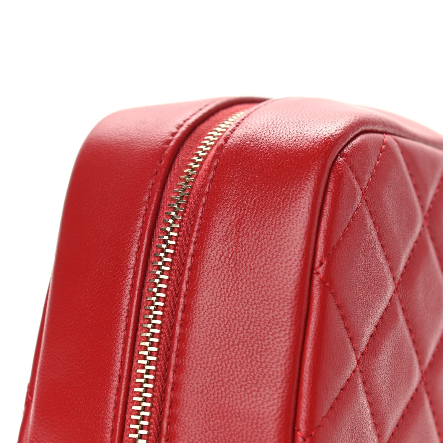 Chanel Caviar Quilted Medium Curvy Pouch Cosmetic Case Red 8 of 8