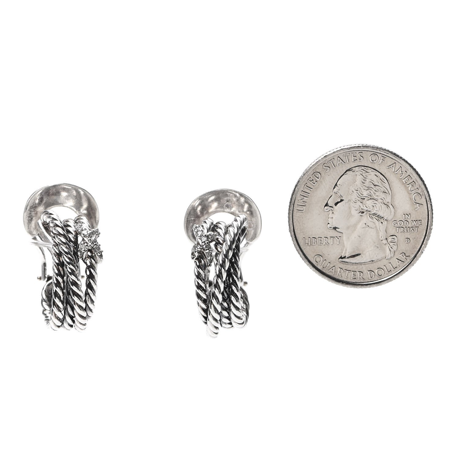 David Yurman Sterling Silver Diamond Crossover X Earrings 2 of 4
