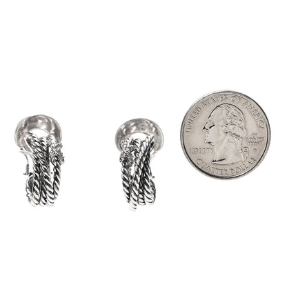 David Yurman Sterling Silver Diamond Crossover X Earrings 2 of 4