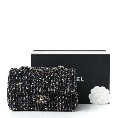 Chanel Glittered Tweed Quilted Mini Rectangular Flap Navy Blue Mulitcolor 11 of 11