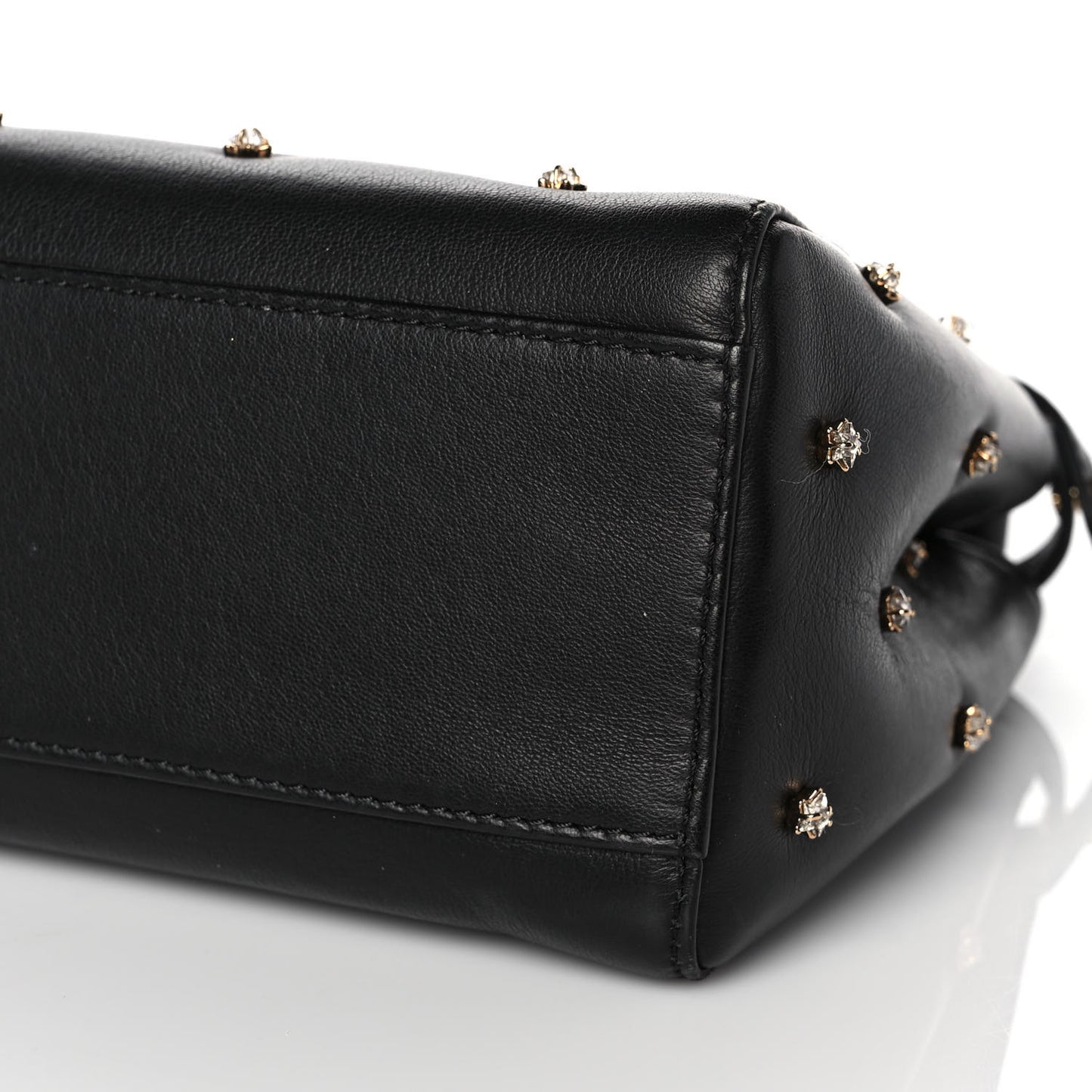 Nappa Crystal Studded XS Peekaboo Iconic Satchel Black