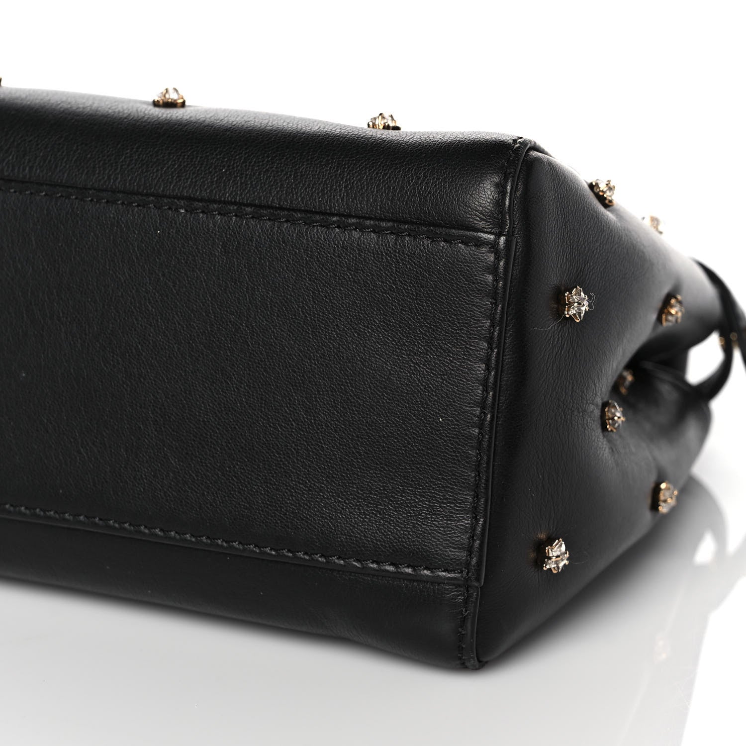 Fendi Nappa Crystal Studded XS Peekaboo Iconic Satchel Black 7 of 10