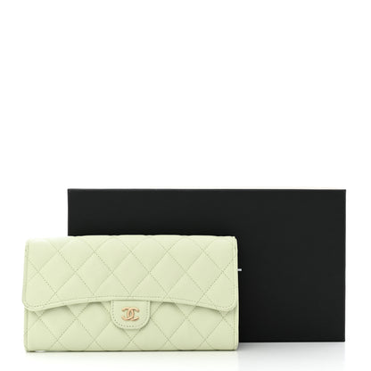 Chanel Caviar Quilted Large Gusset Flap Wallet Light Green 9 of 9